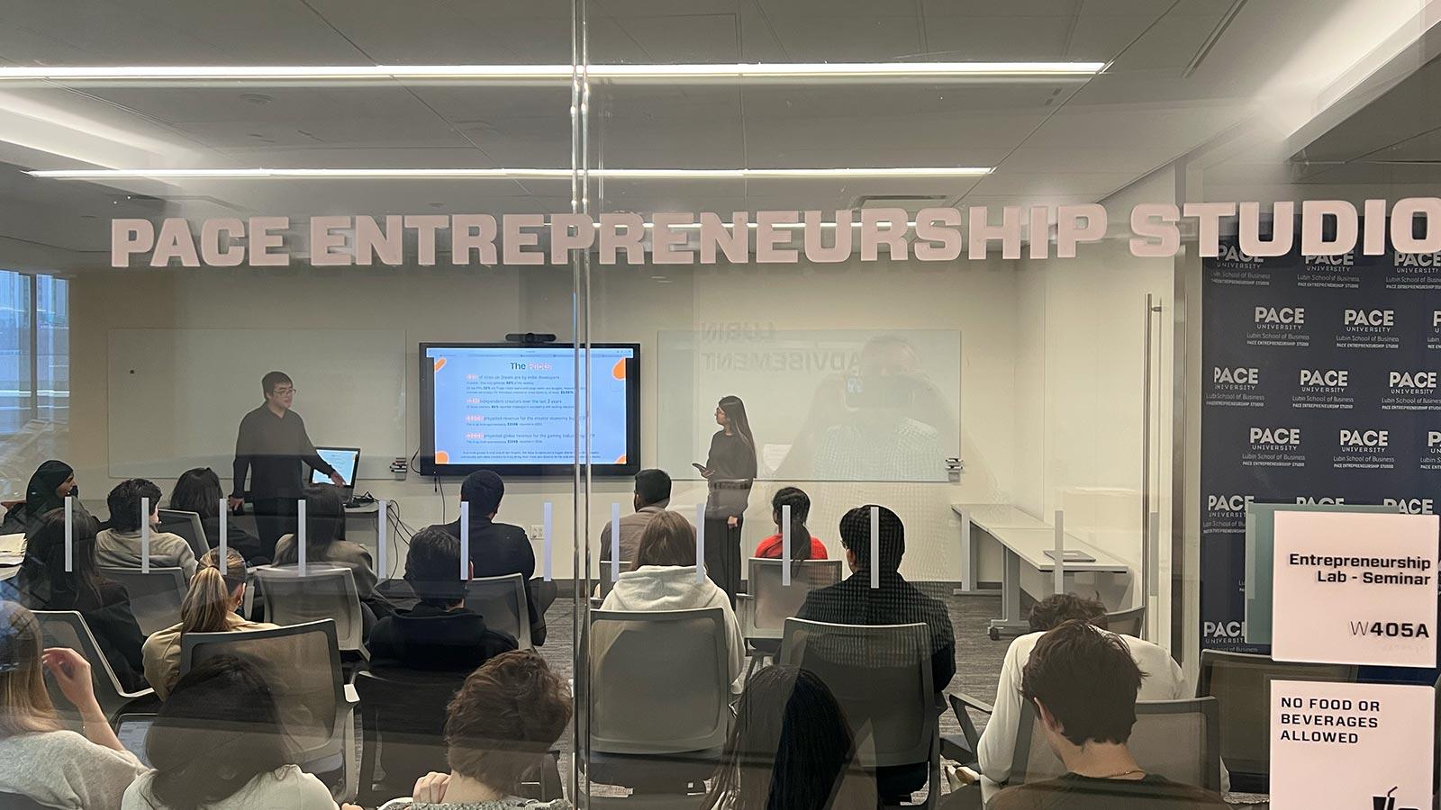Students attending Project Planet USA award ceremony at Pace Entrepreneurship Studio