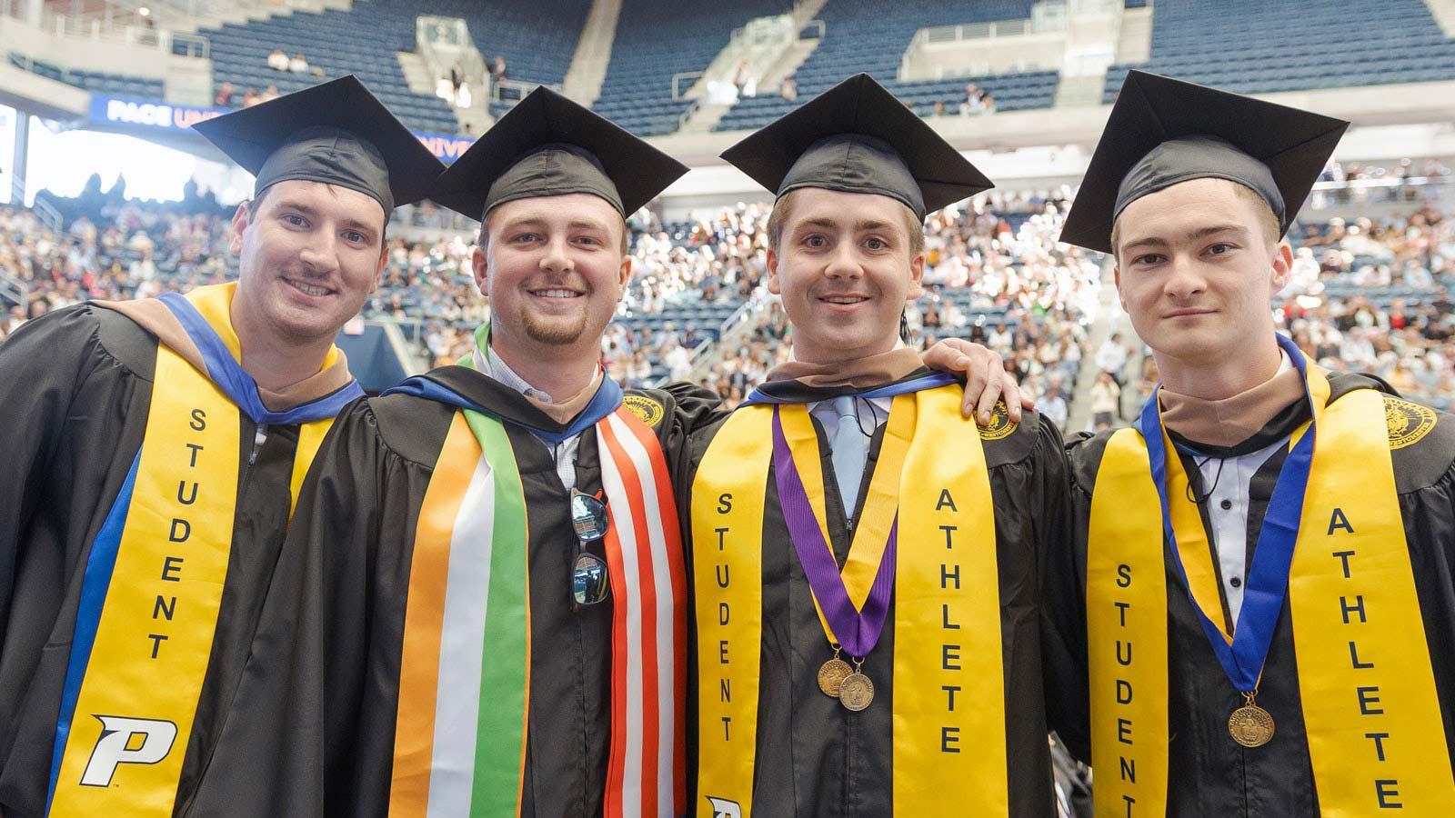 A group of student athletes at Commencement.