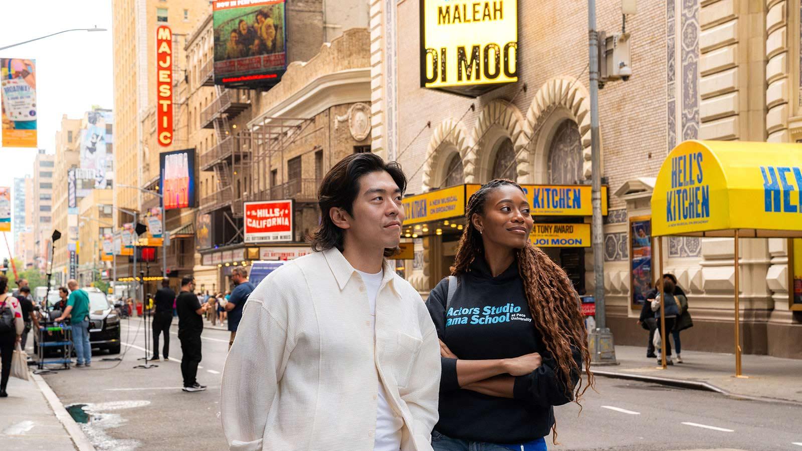 Pace University students attending a Broadway play in NYC.