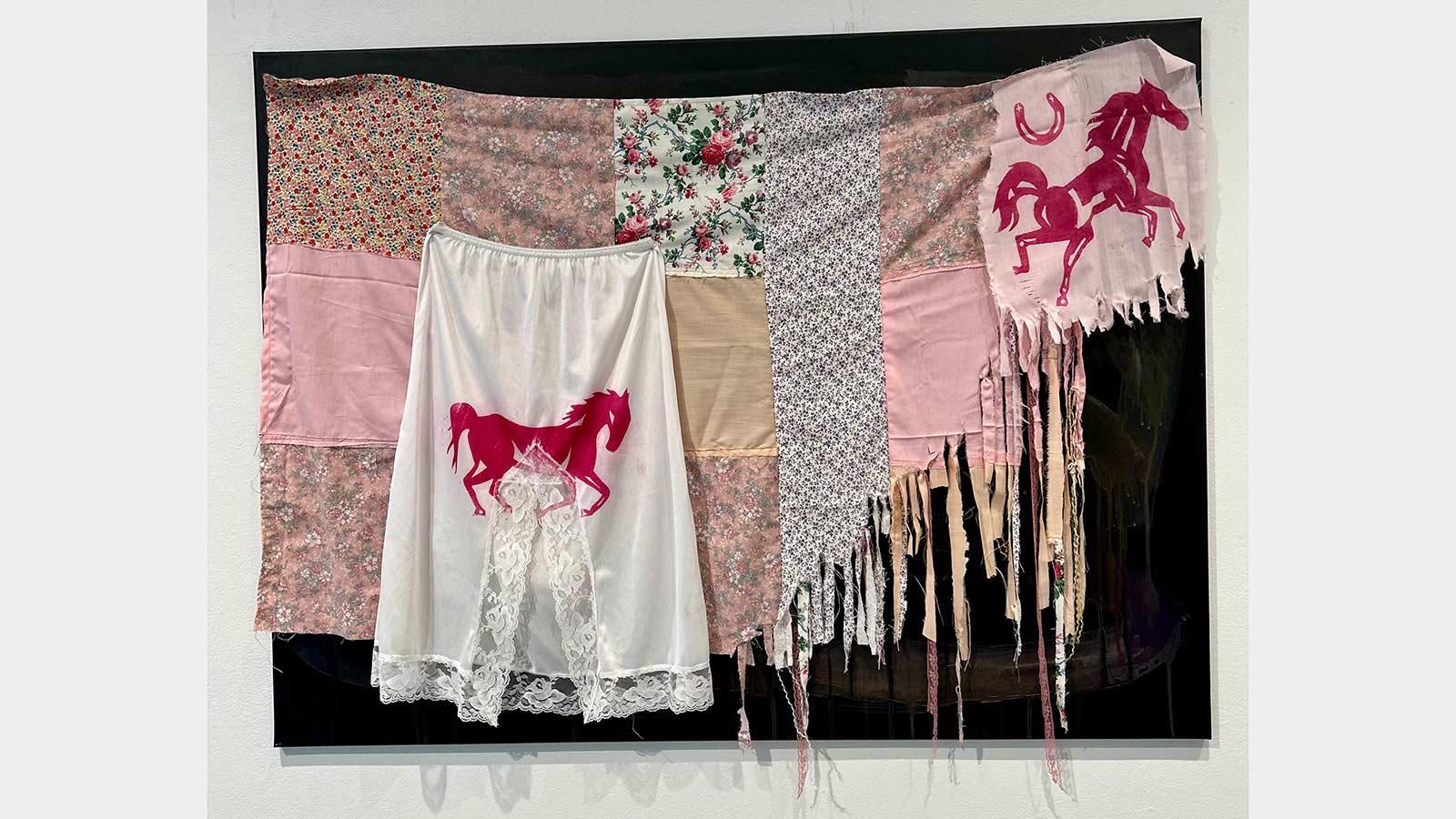 An abstract fabric arts piece titled Break Free by Pace University student Cailey Hudnut