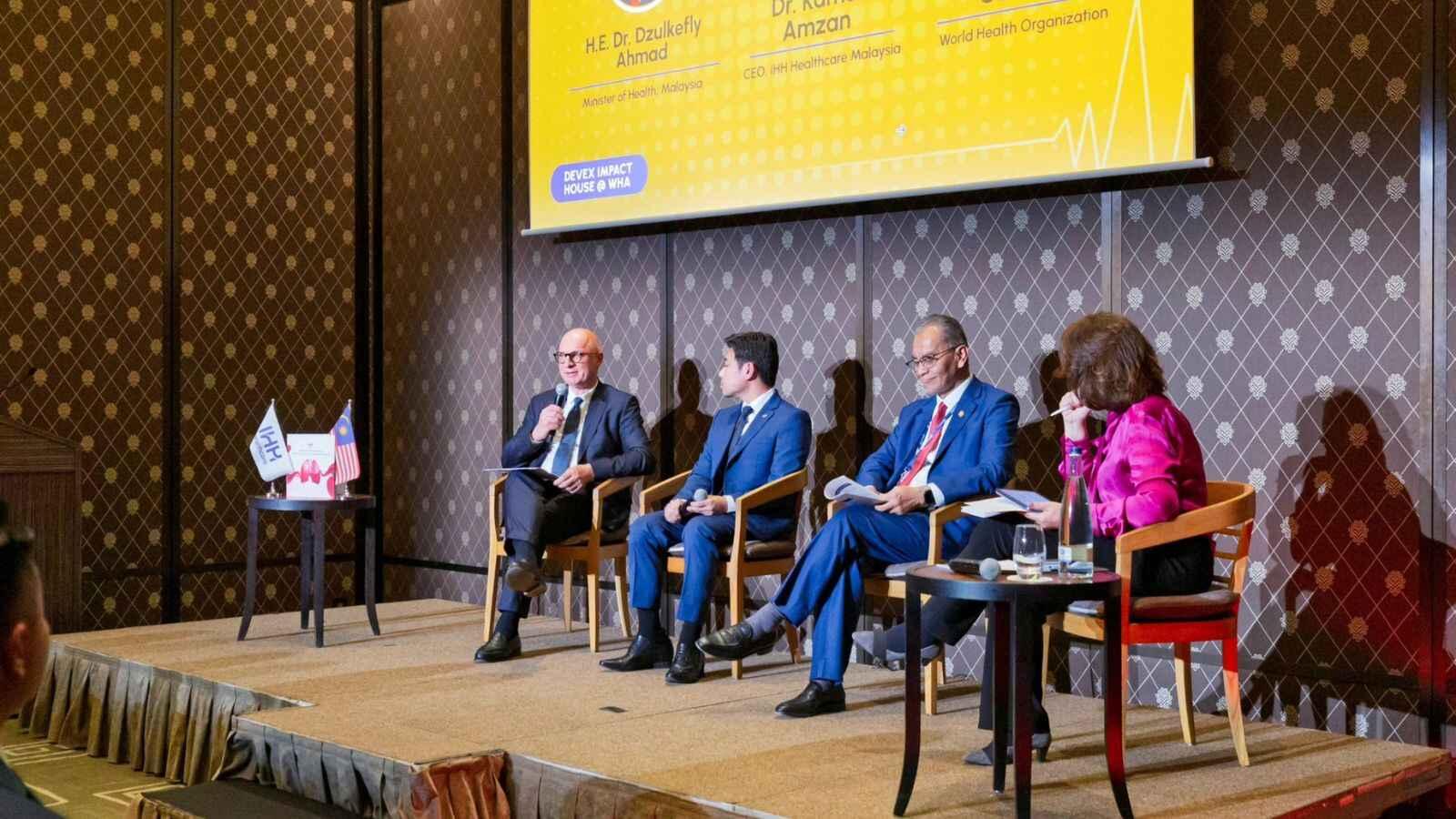 Jose Luis Castro, Health Minister of Malaysia and other panelists at an event at World Health Assembly
