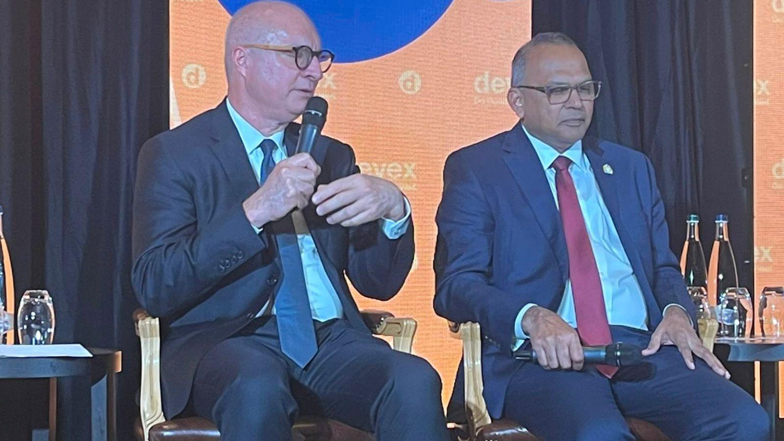 José Luis Castro with the Minister of Health of Guyana at World Health Assembly event