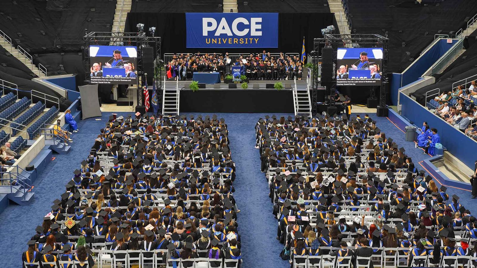 A bird's eye view of Pace University's Commencement ceremony crowd