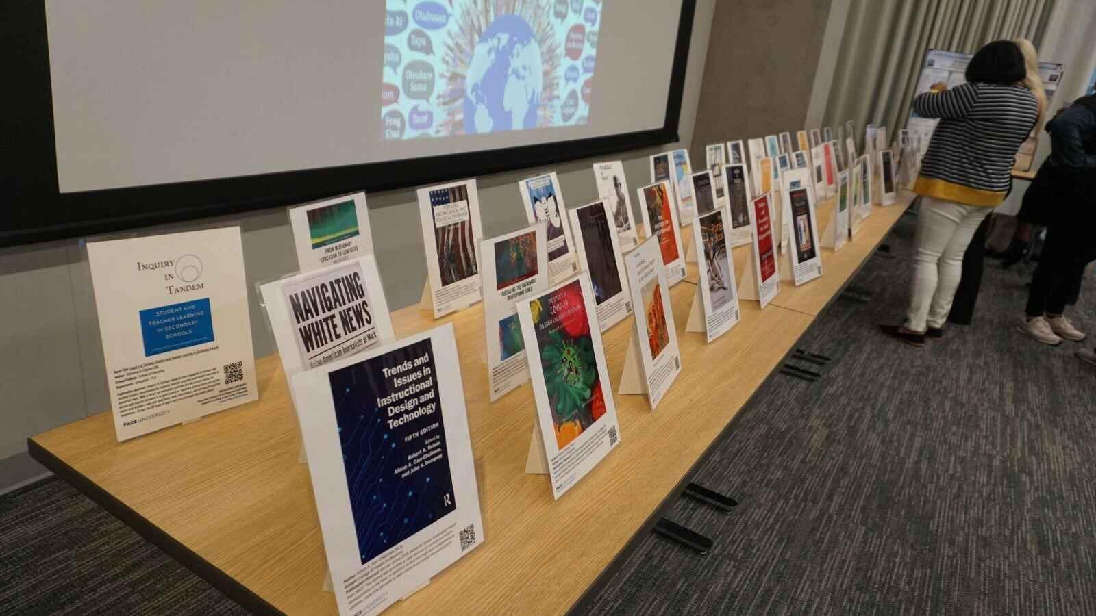 Display of recent books authored by Pace University faculty