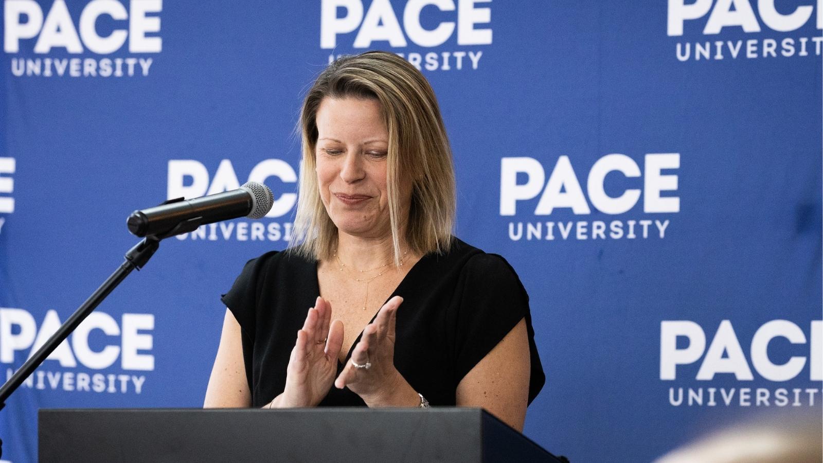 Kerri Elsabrout speaks at Westchester Changemakers 2026