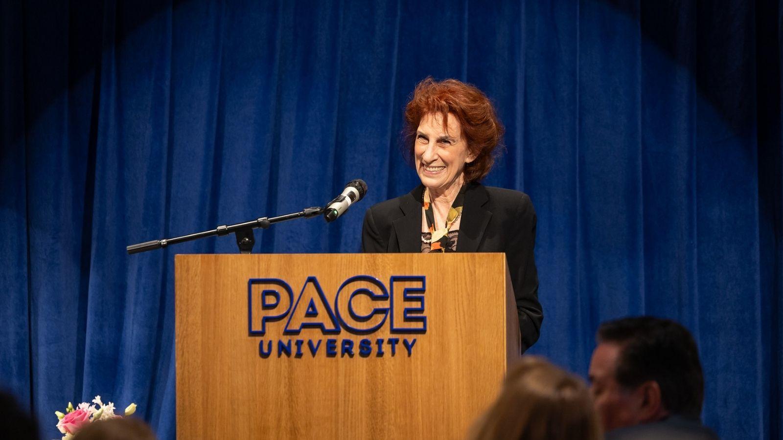Gale Epstein speaks at the 2026 Seidenberg Innovation Awards