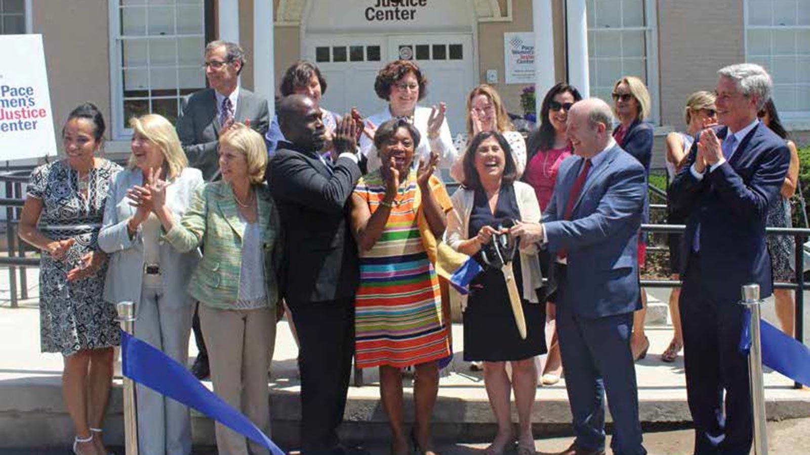 Ribbon cutting at Pace Haub Law.