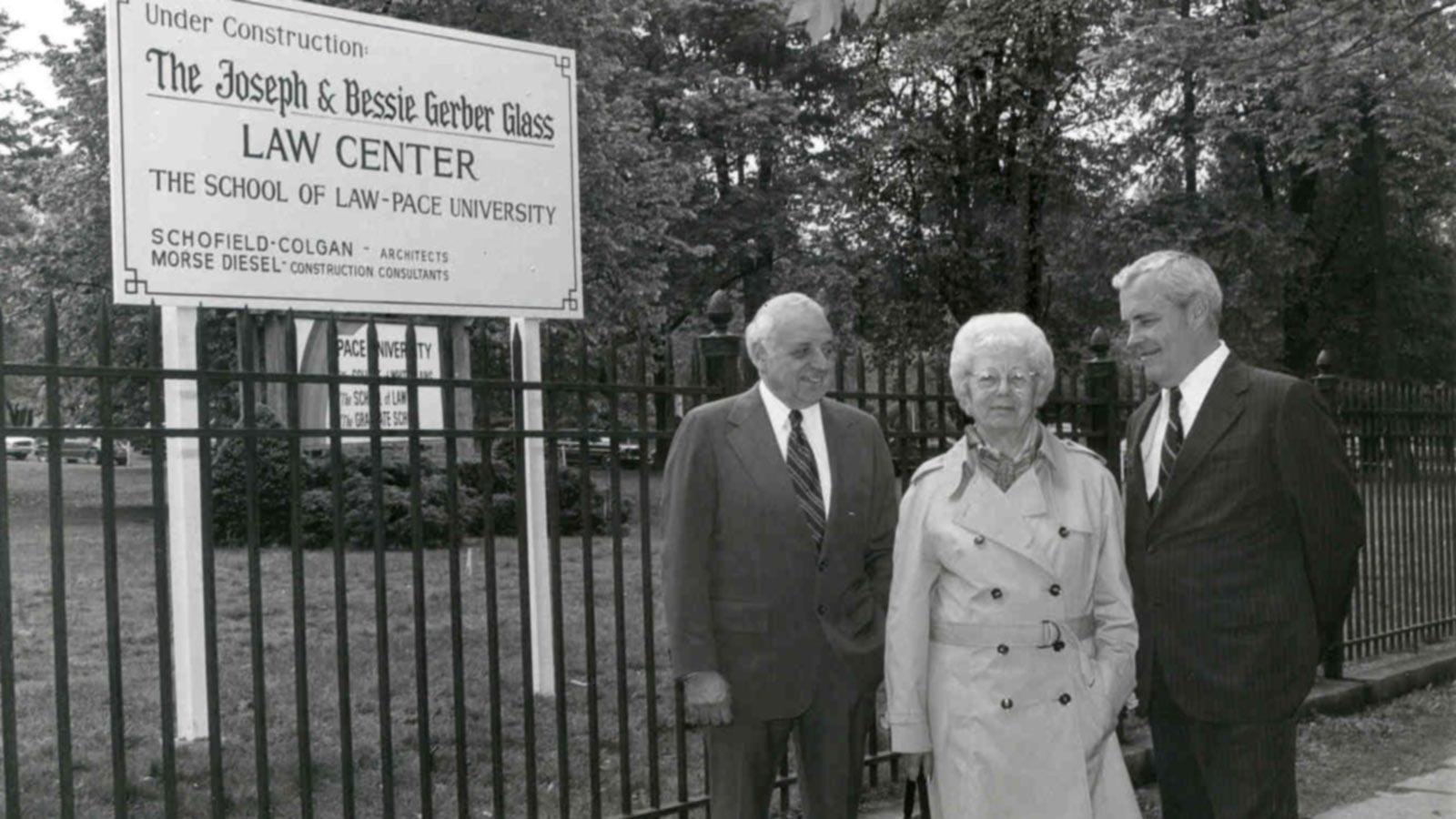 Bessie Gerber Glass at the construction site of Gerber Glass Law Center