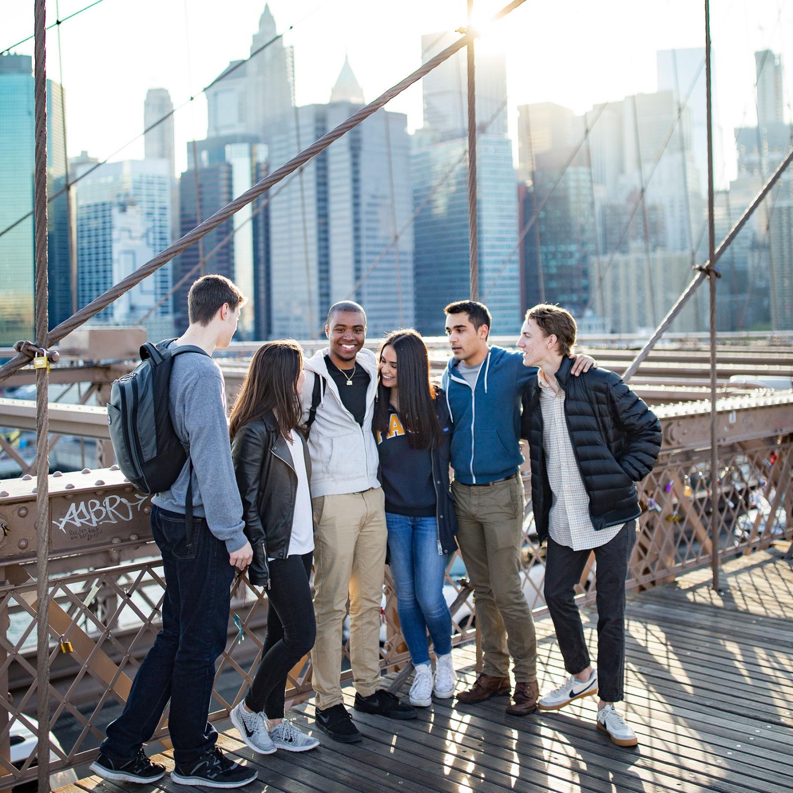Pace students at the Brooklyn Bridge