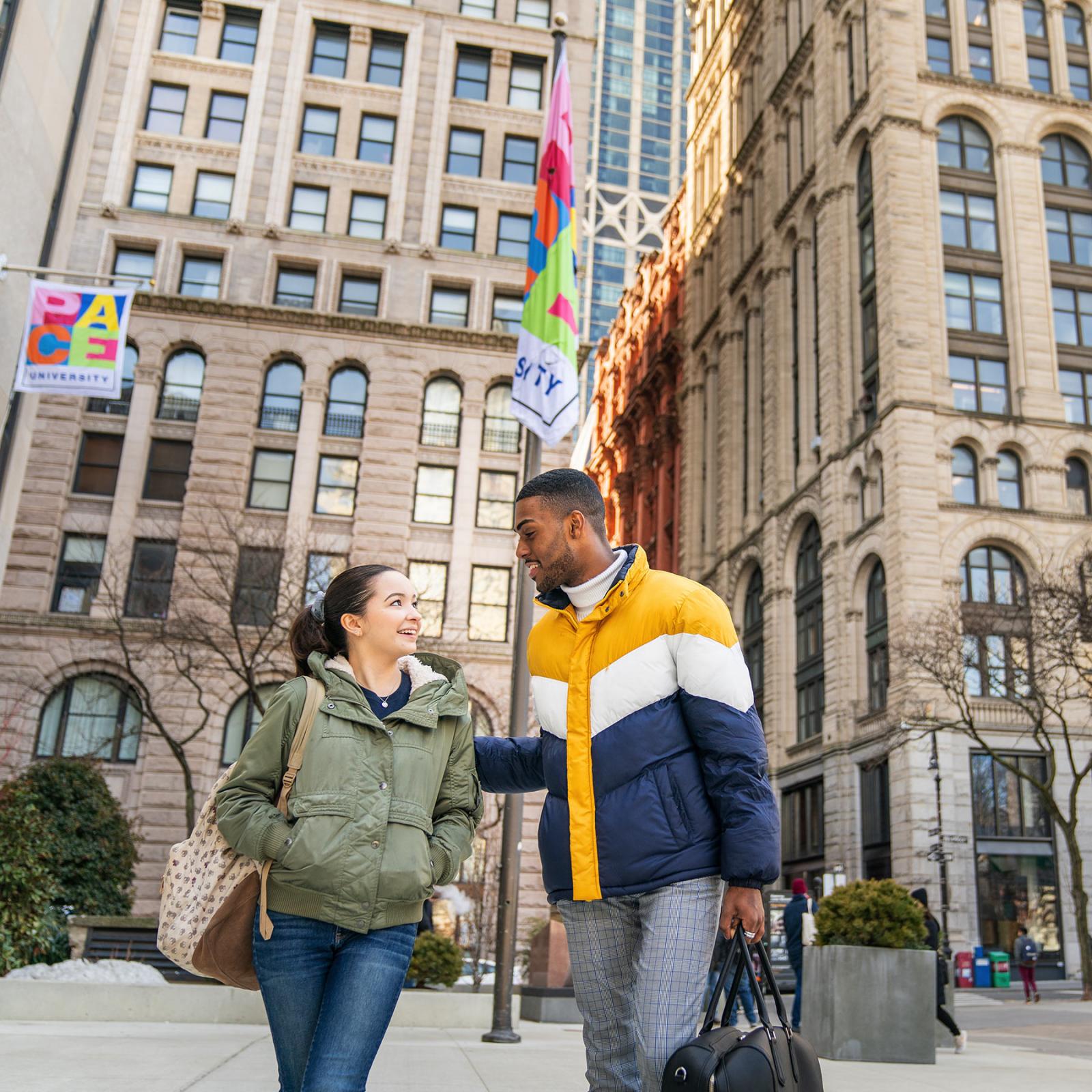 Student walking around Manhattan