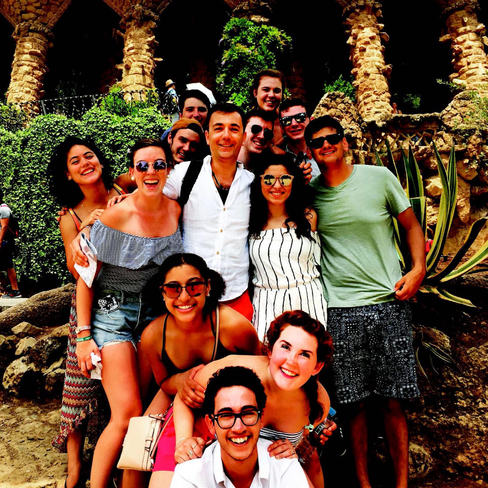 Group of students studying abroad.