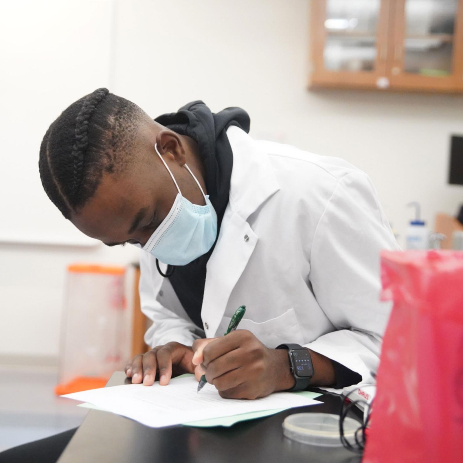 Student working in a lab.