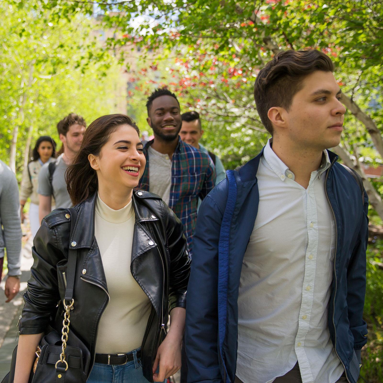 Students walking around NYC.