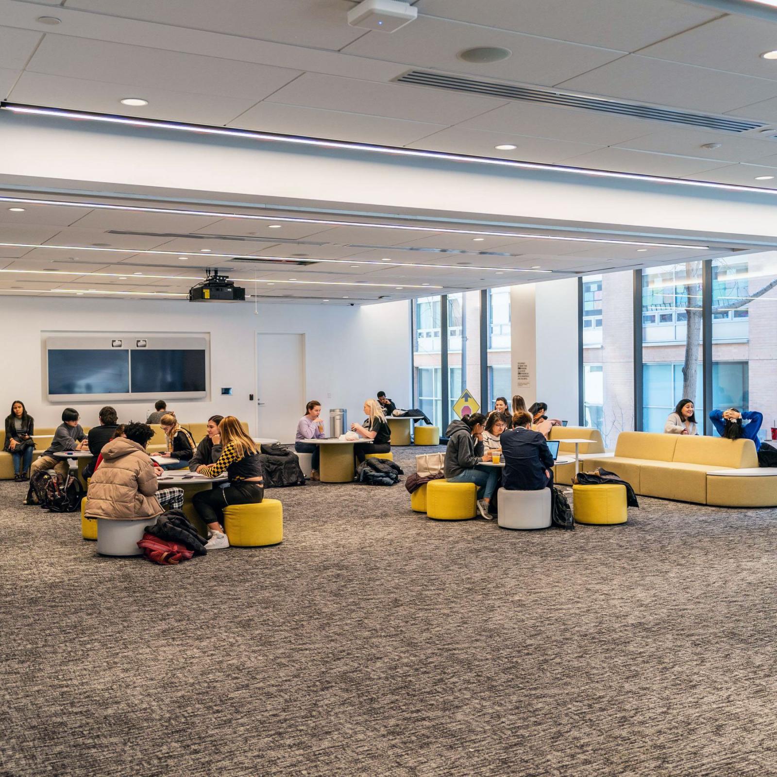 pace university student center with students sitting at tables