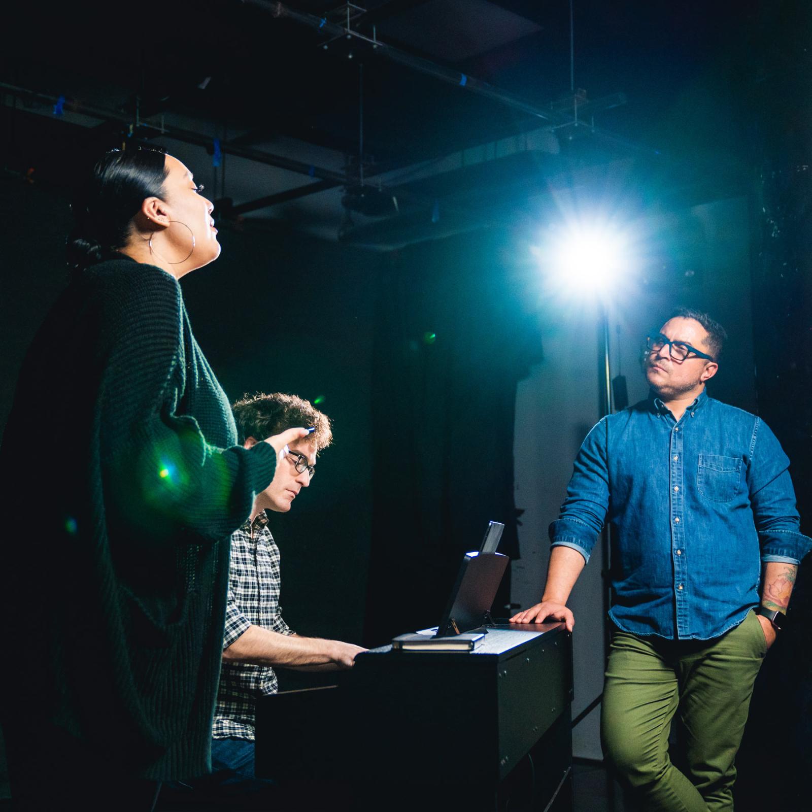 Sands College of Performing Arts professor, jesse carlo with performing arts students