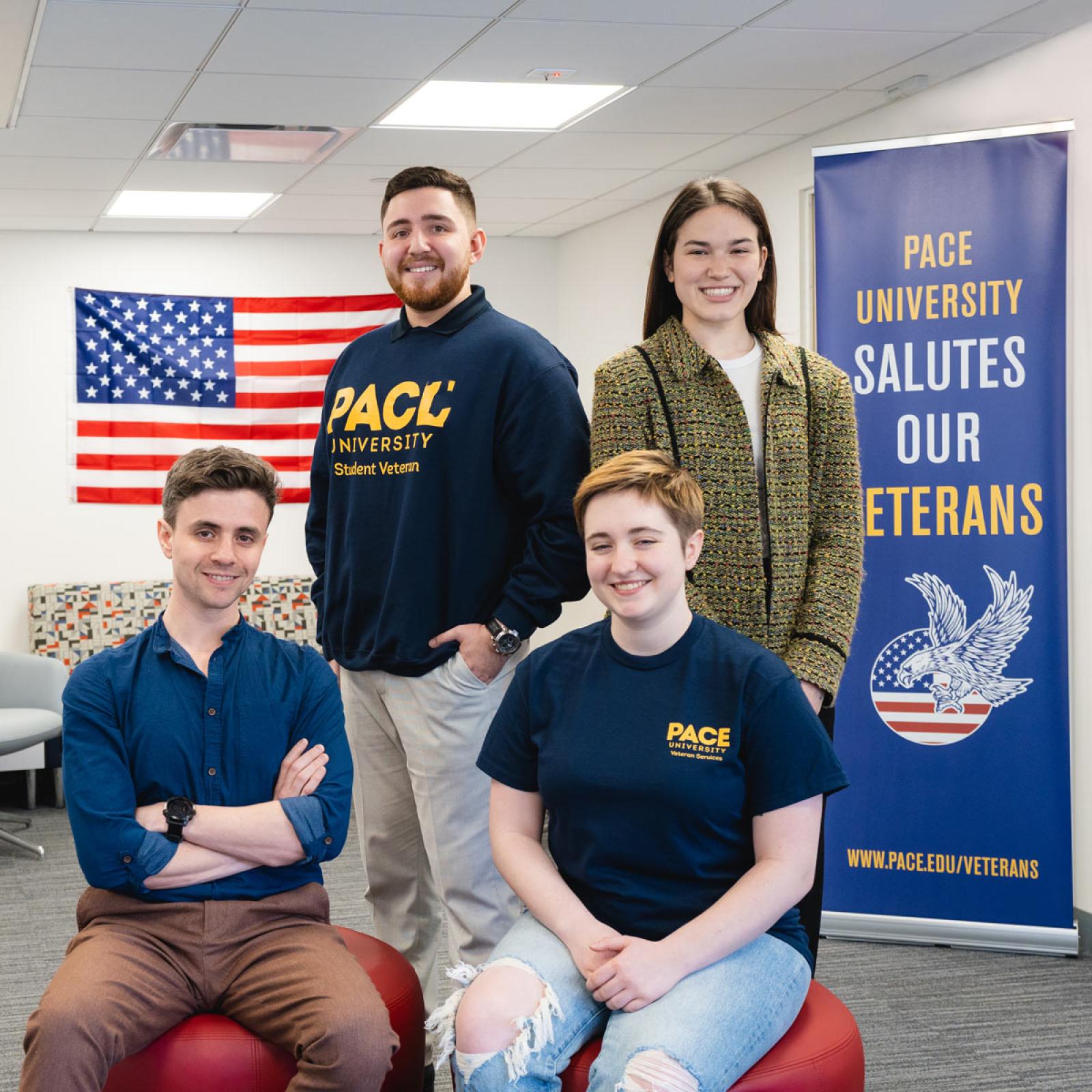 a group of Pace student veterans posing for the camera