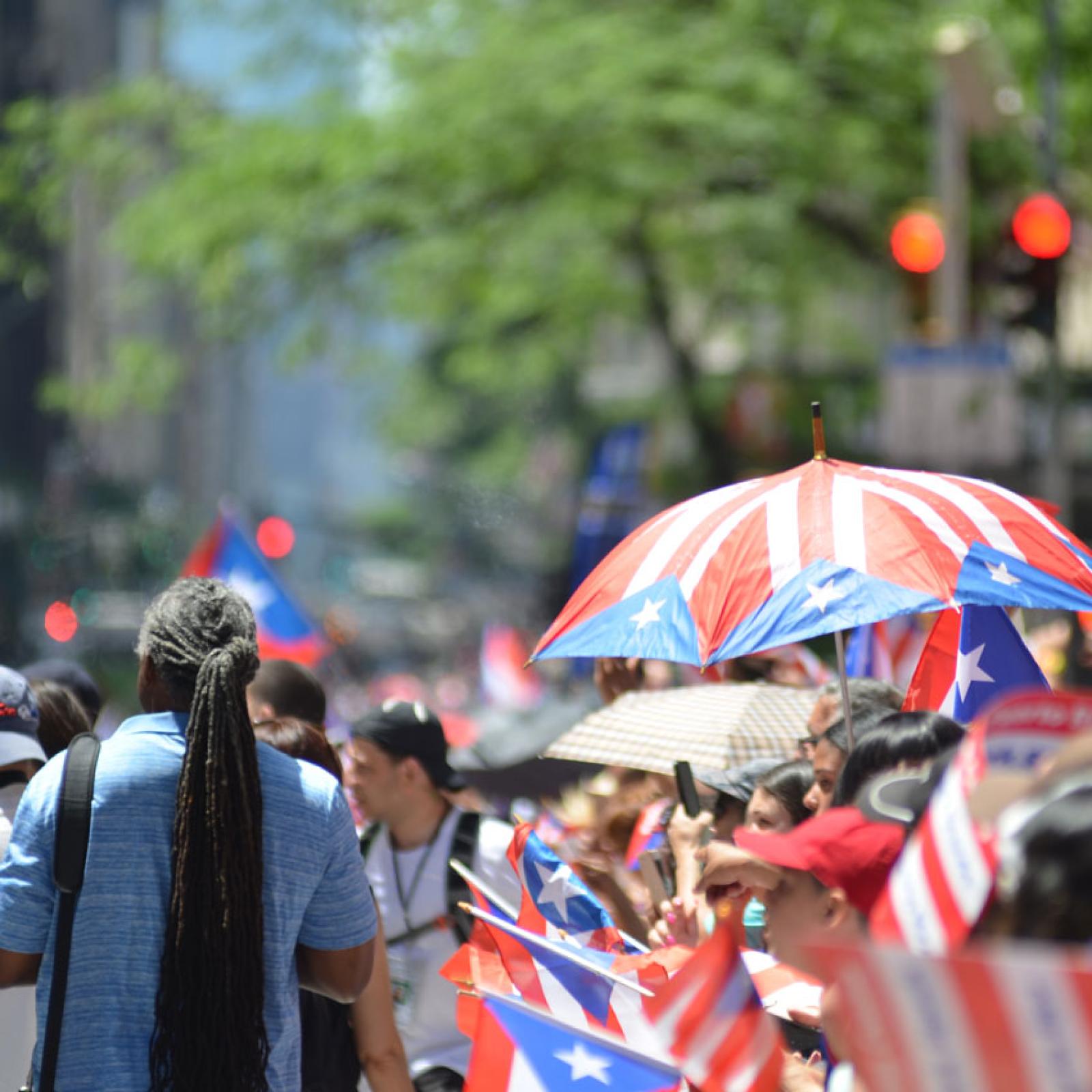 Seen of a New York City street during the Puerto Rican Day Parade.