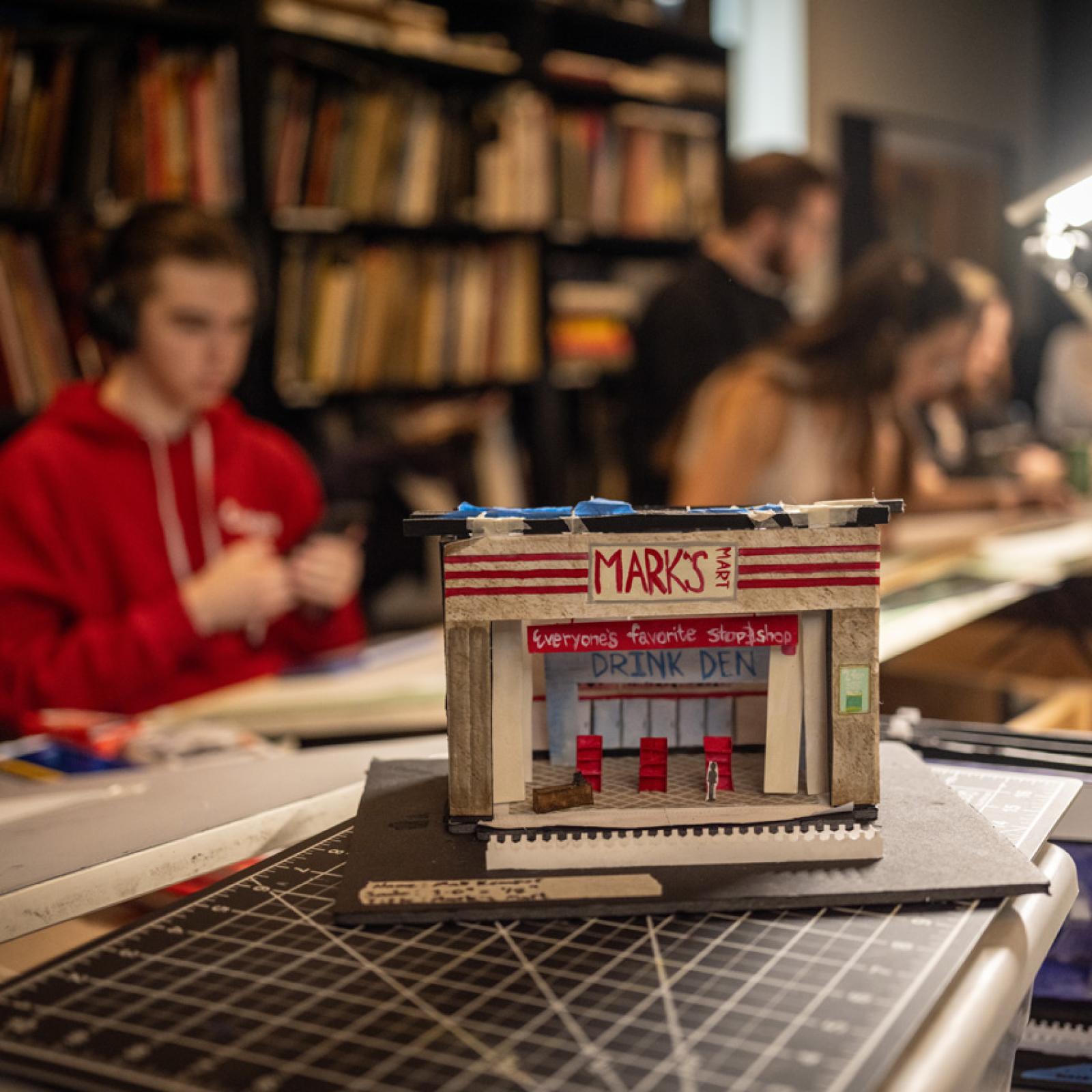 Sands College of Performing Arts students working in the production room.