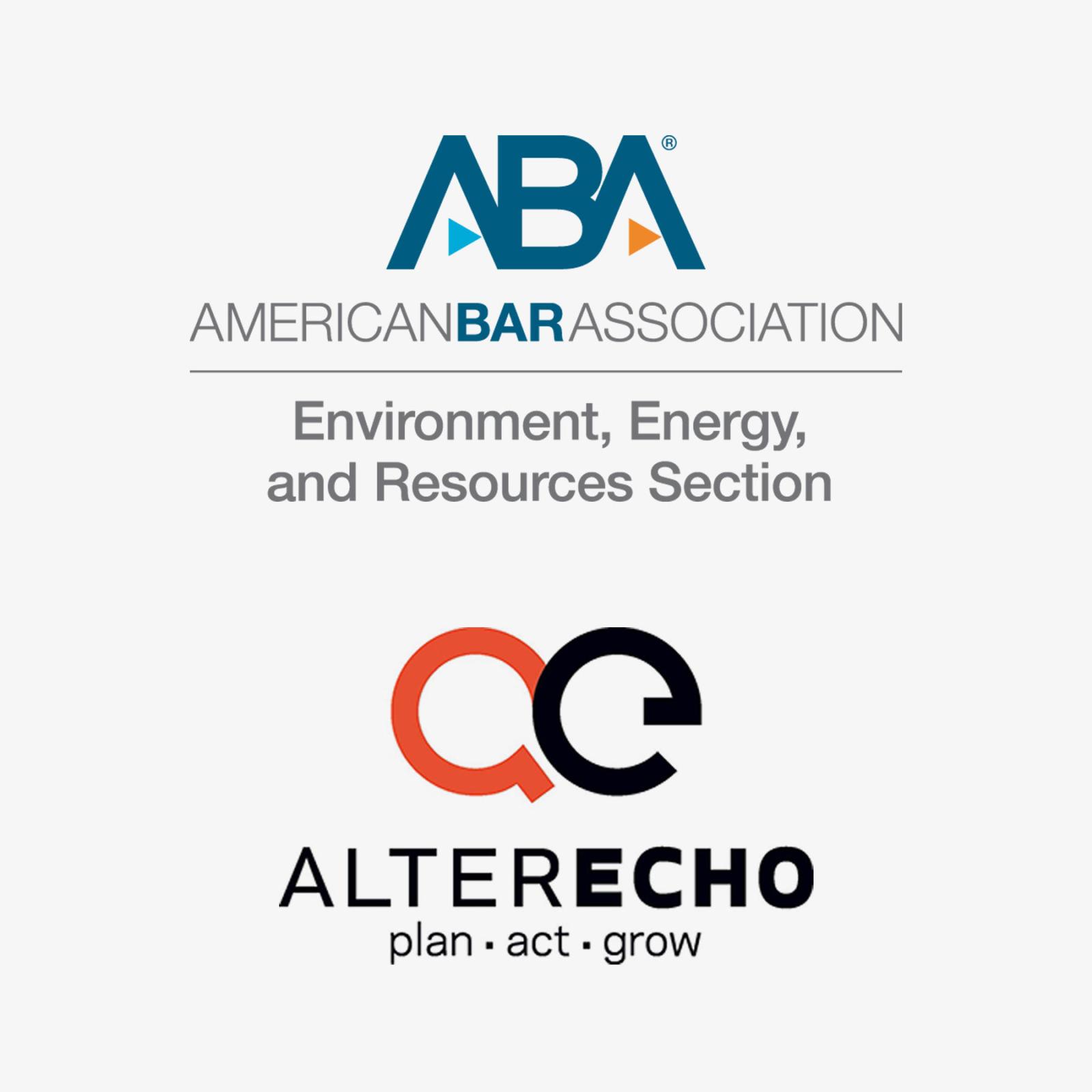 Logos for: American Bar Association (Environment Energy, and Resources Section), and AlterEcho