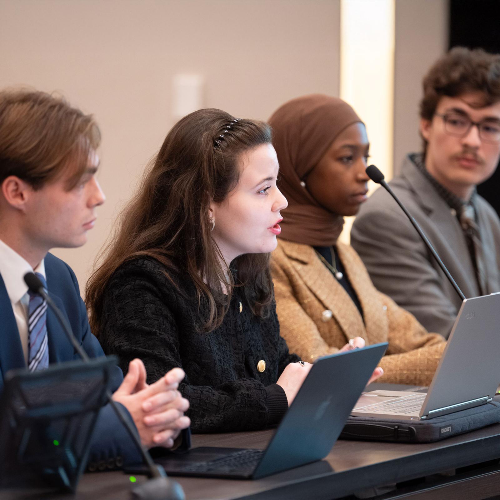 Pace University Economics Fiscal Challenge Team speaking on a panel