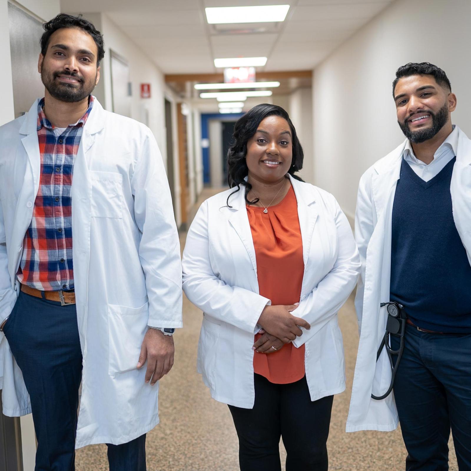 CHP Nursing students walking in hallway in clinical setting