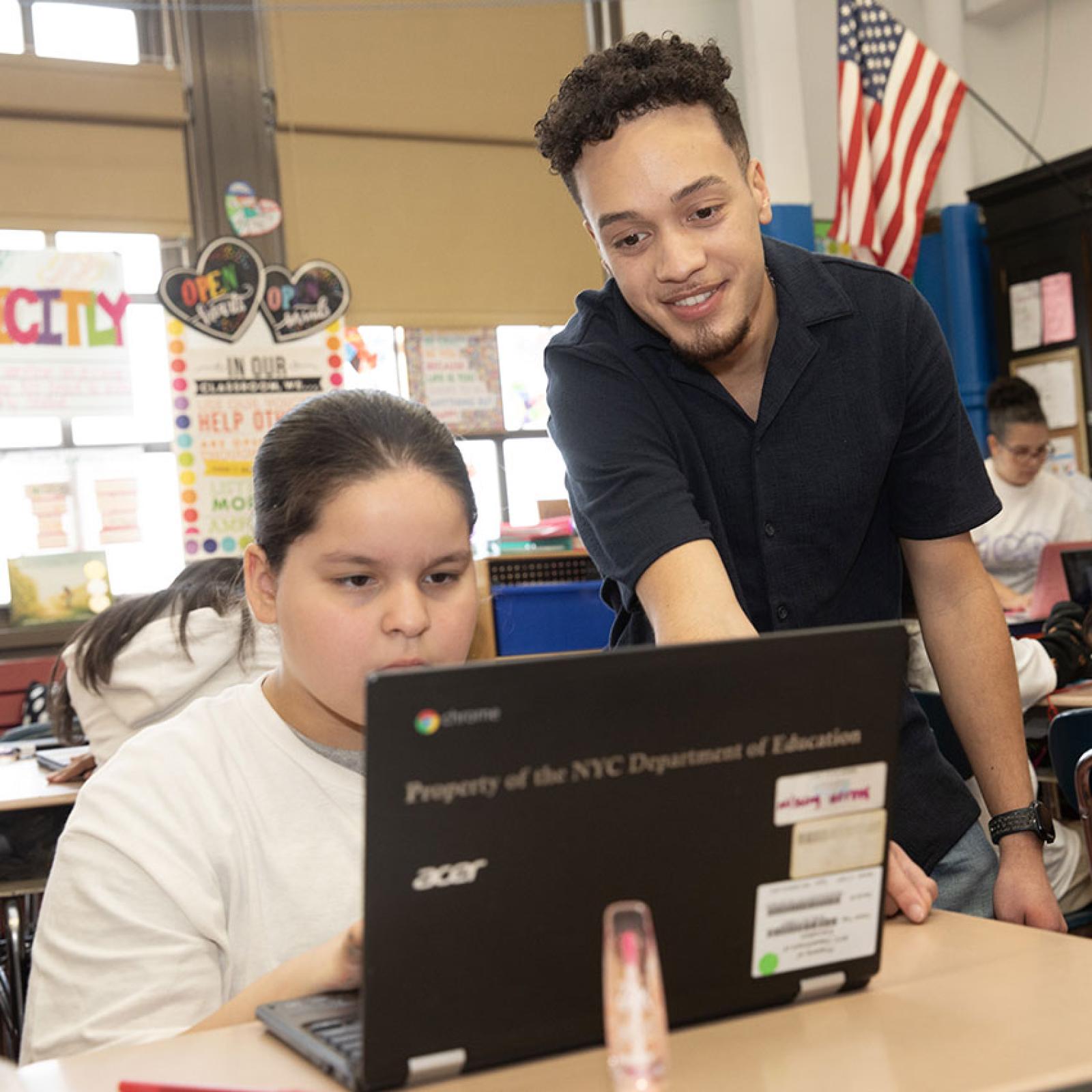 Pace University School of Education student in a classroom setting.