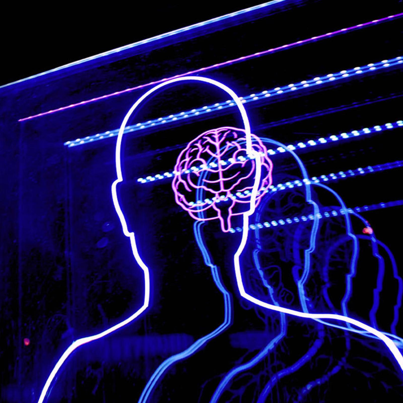 A silhouette of a person with a brain in the background to represent the study of psychology