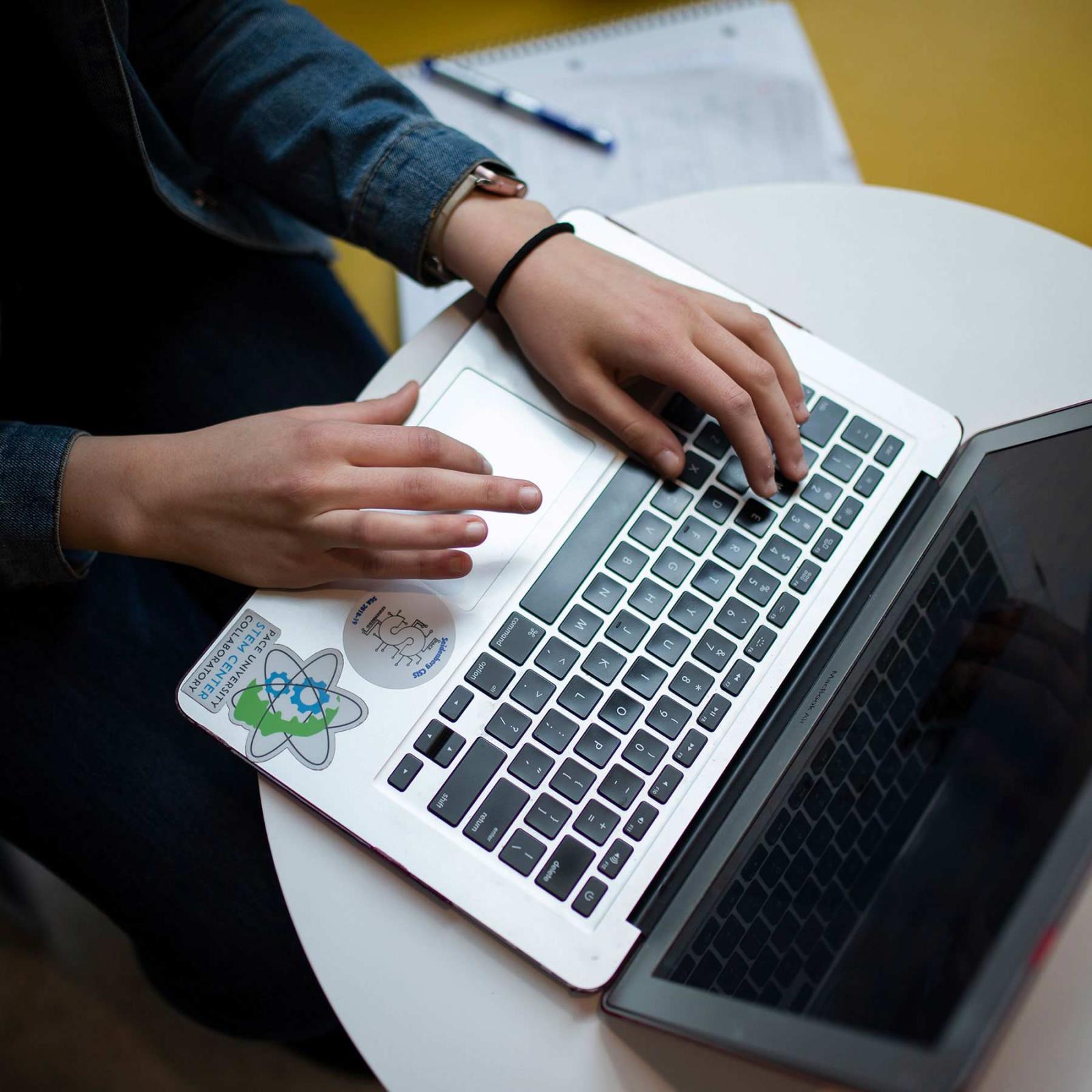 Student working on laptop