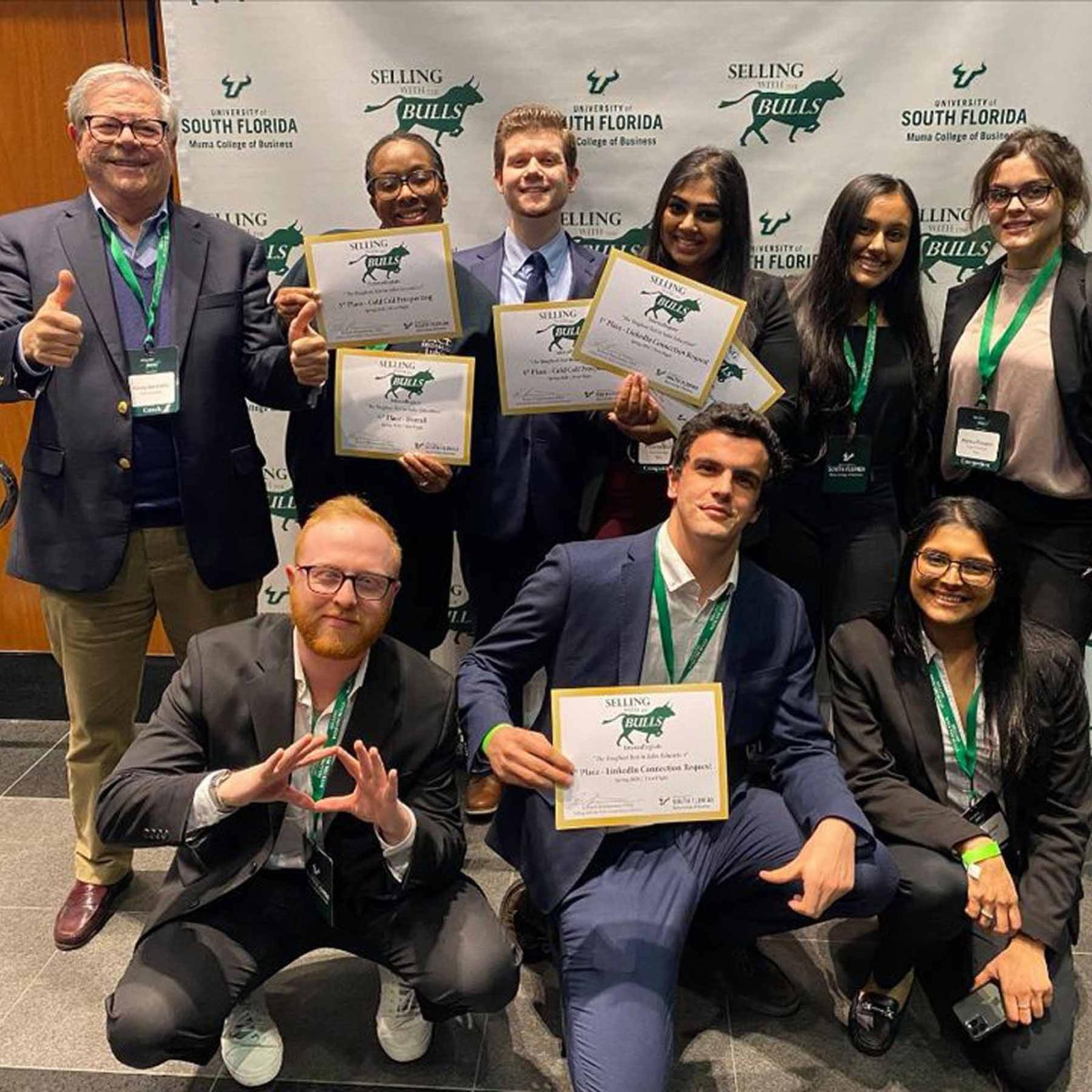 Lubin Sales Team at the annual "Selling With the Bulls" competition at the University of Florida in 2021