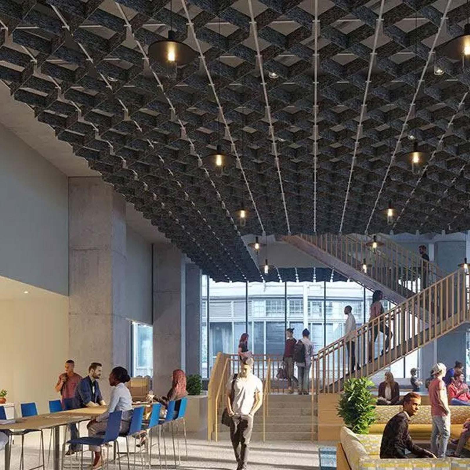 Rendering of the 15 Beekman lobby on the Pace University NYC Campus