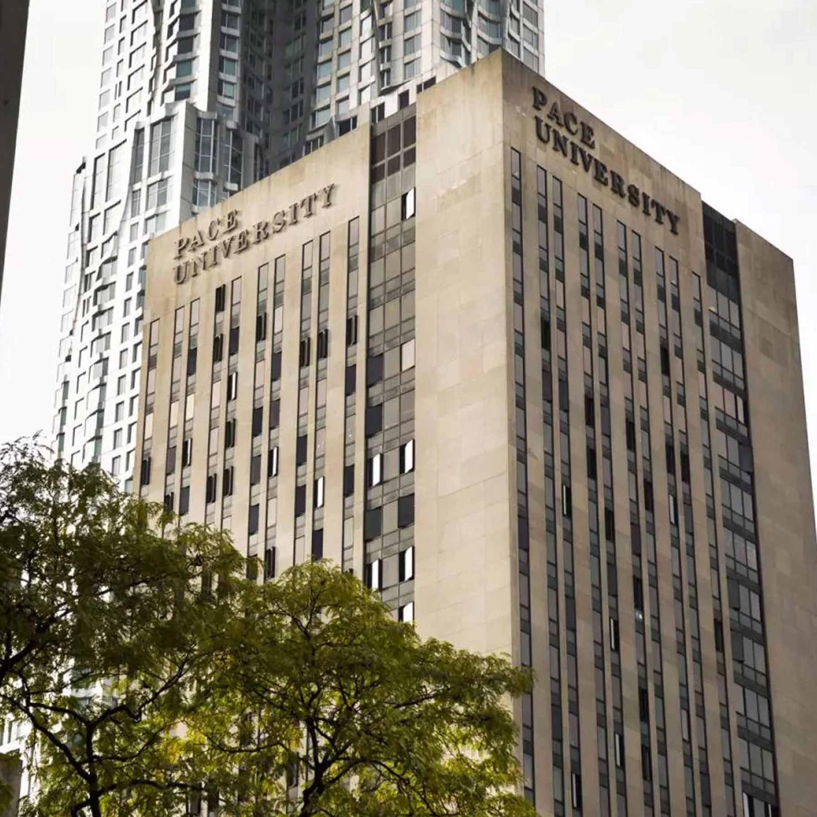 Exterior of One Pace Plaza East on the Pace University New York City campus