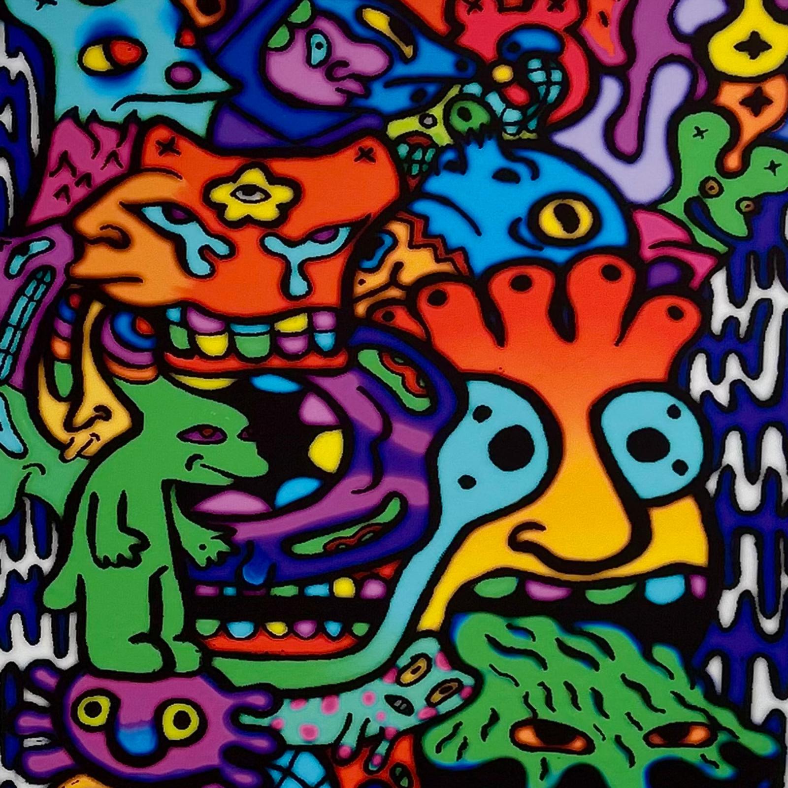 An abstract art piece titled Sticky Prayers by Pace University student Warren Carrinton
