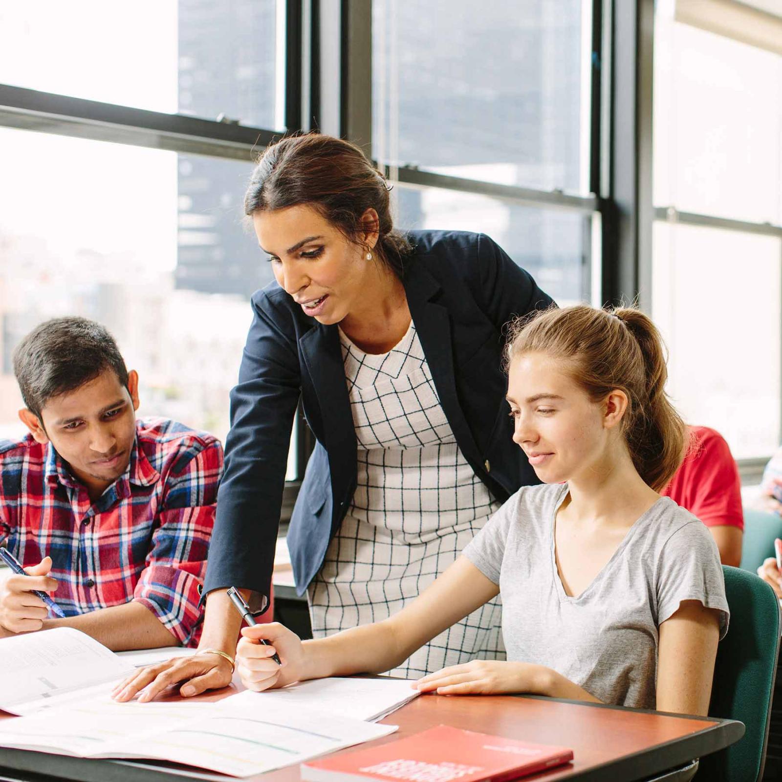 Students learning in a classroom.