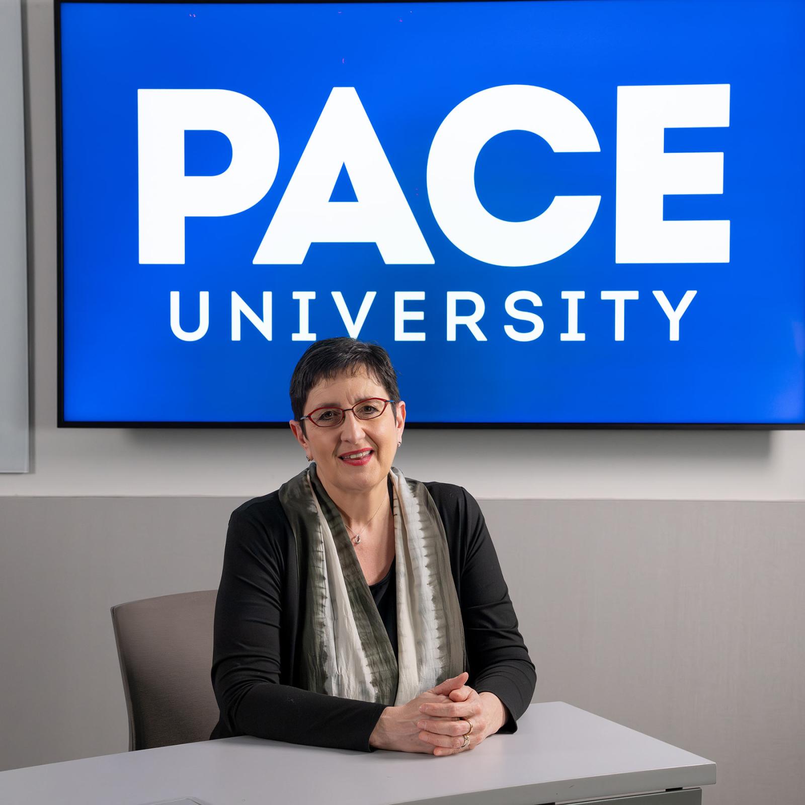 Lubin management professor clicked in a classroom in One Pace Plaza, New York City Campus