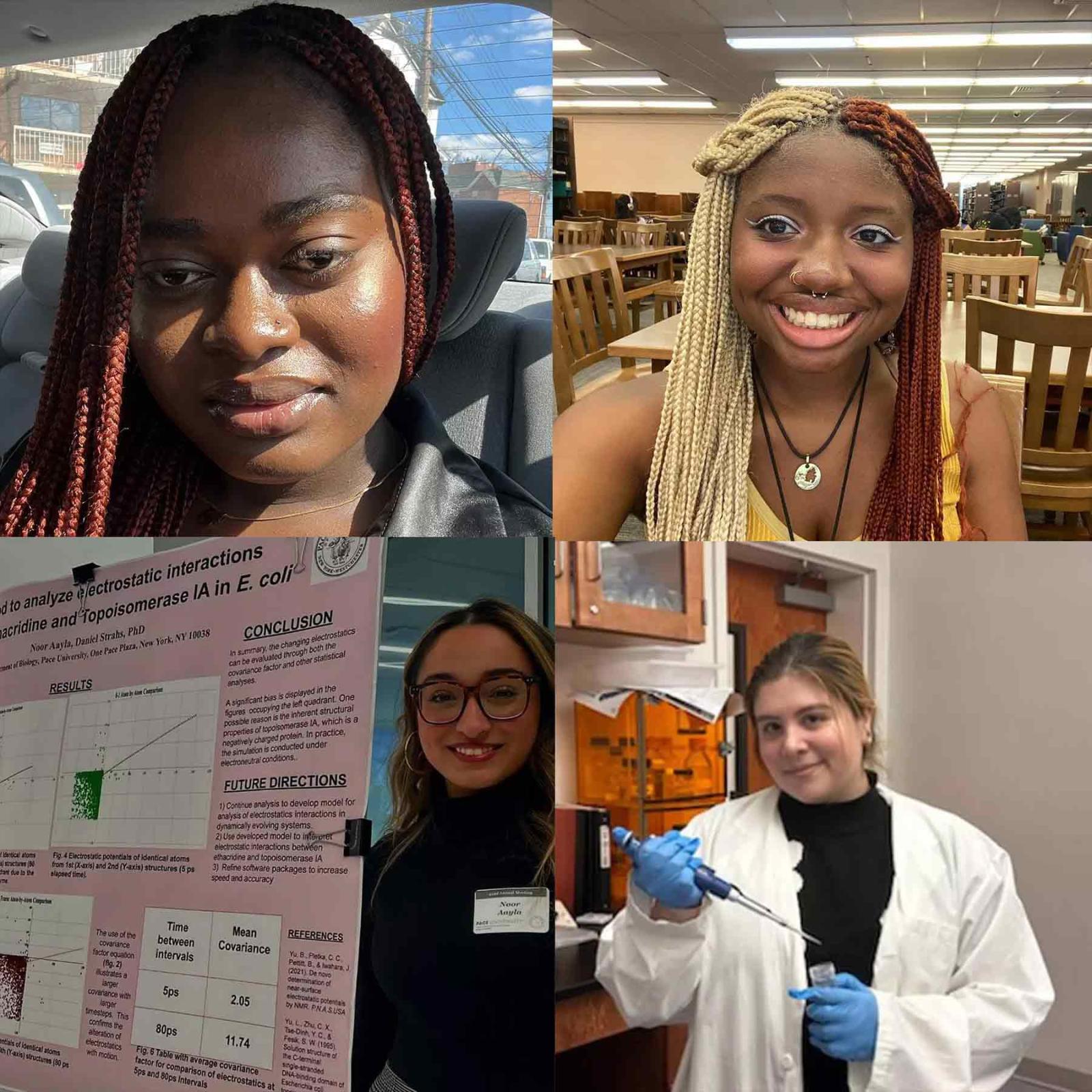 A collage of Pace University female science students
