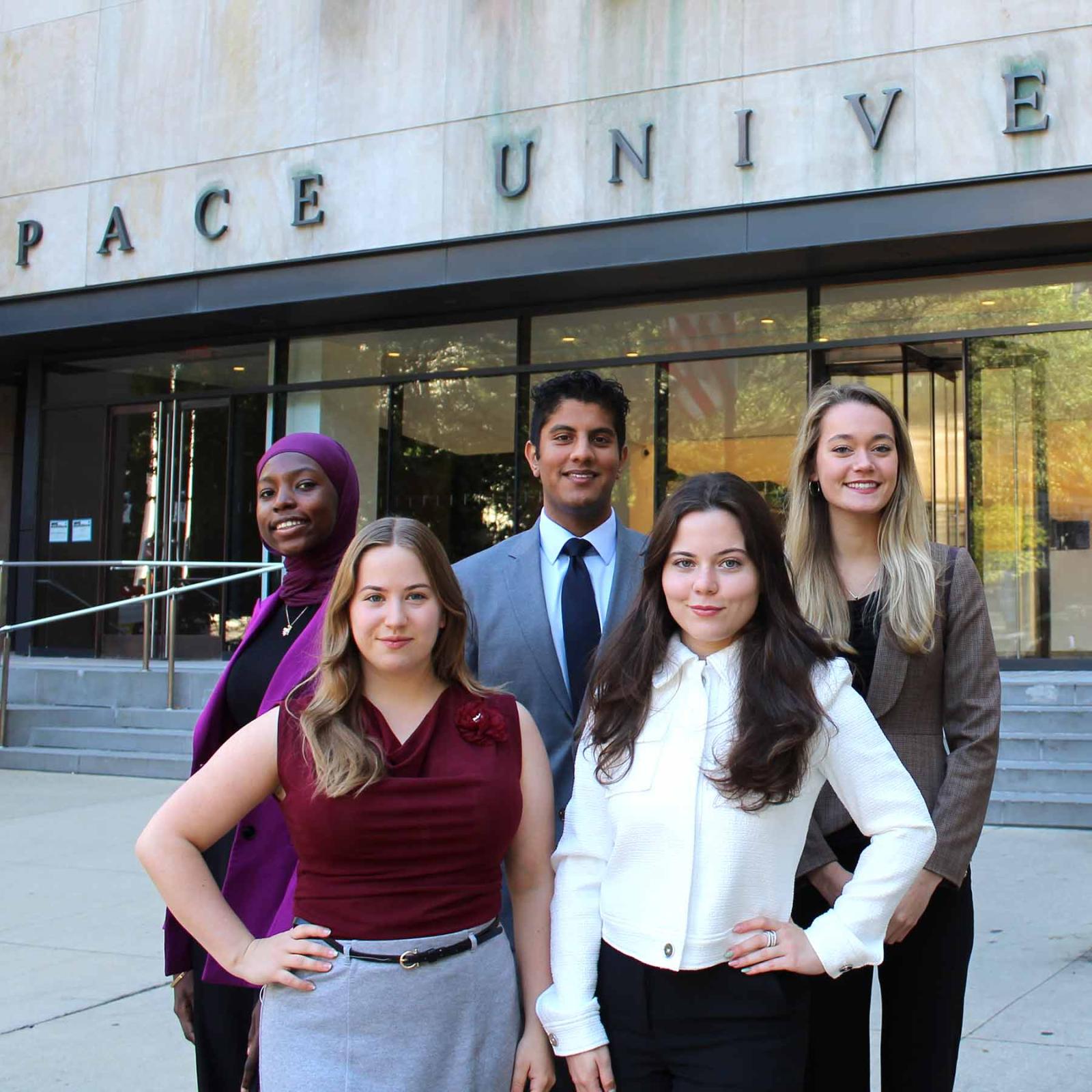 Pace University Economics students standing outside together